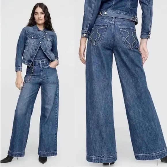 Cult Gaia - Women's Stride Chain Jeans in Size 28/6 - Picture 3 of 9